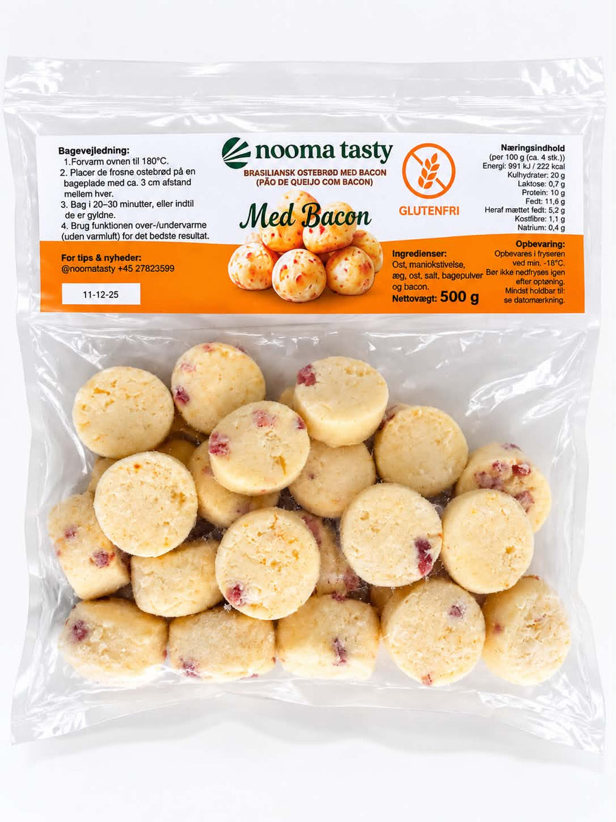 Nooma Tasty ostebrød med bacon i 500 g frostpose